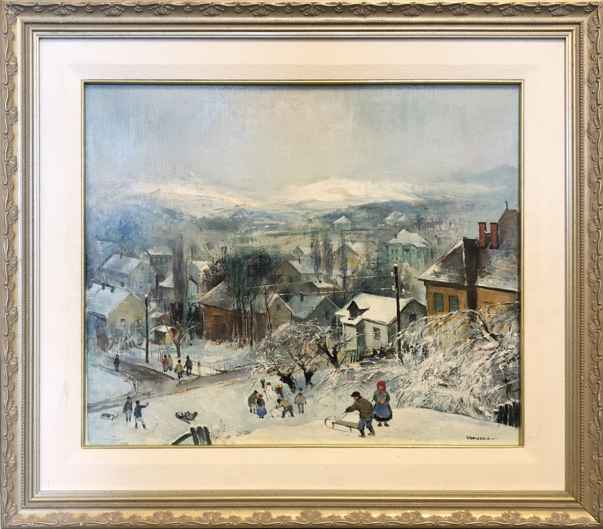 0663 - Winter Village by Antal Jancsek (1907-1985) 