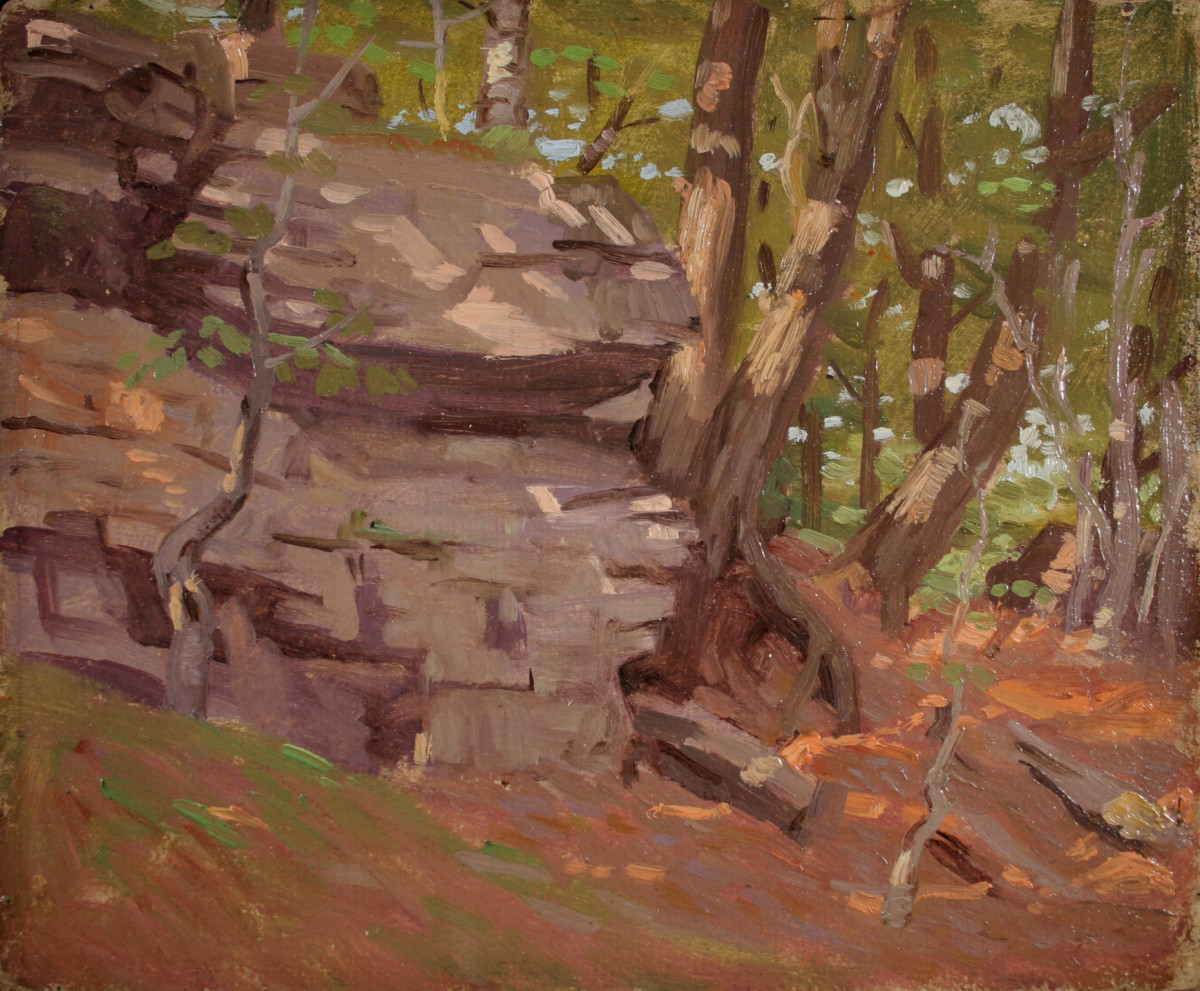 0749 - Untitled, Forest with rocks by Norwood Hodge MacGilvary (1874-1949) 