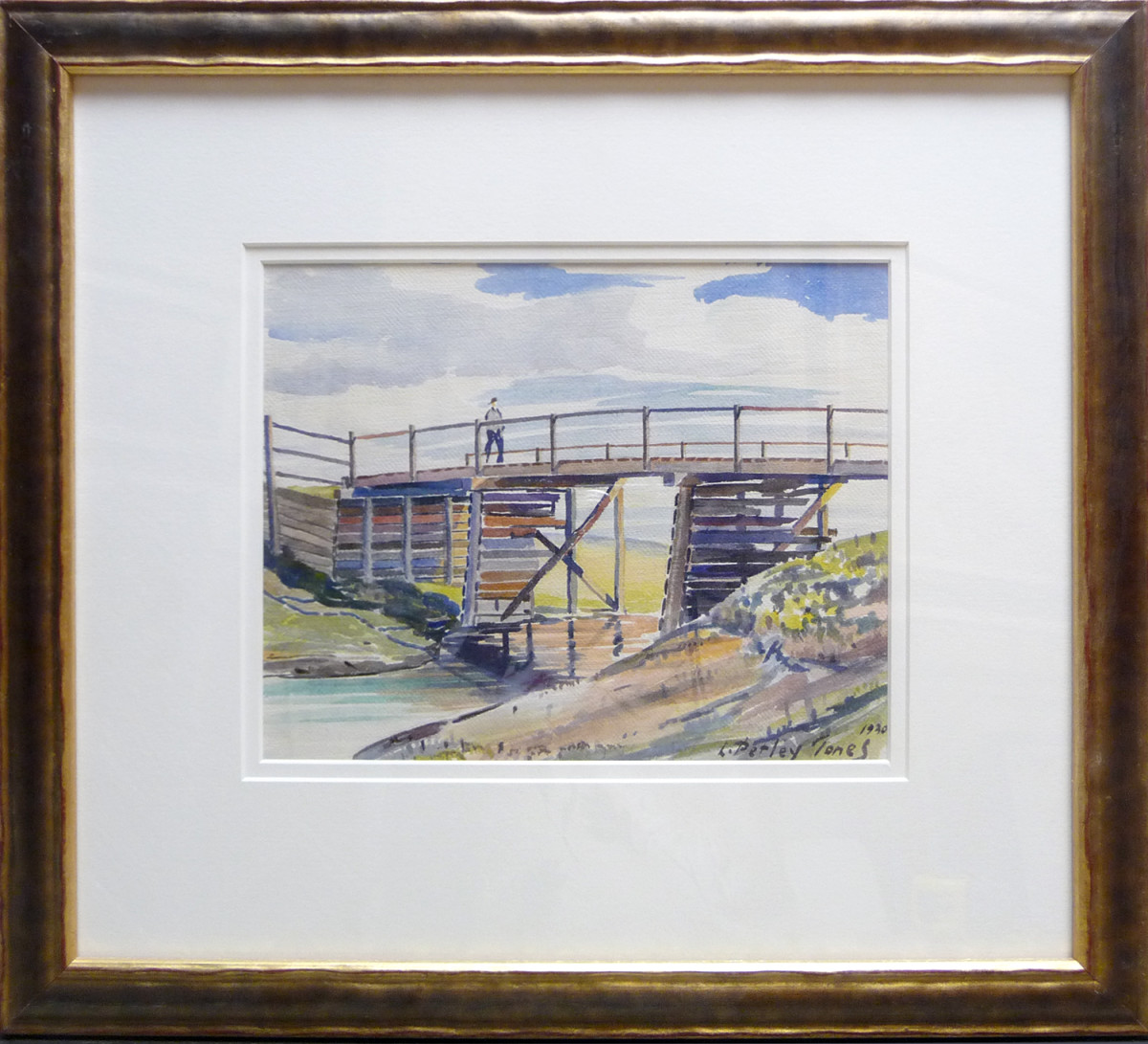 2841 - Old Bridge with Figure by Llewellyn Petley-Jones (1908-1986) 