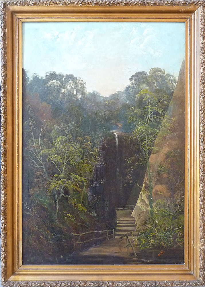 0116 - Landscape with waterfall/steps by SS Allan 