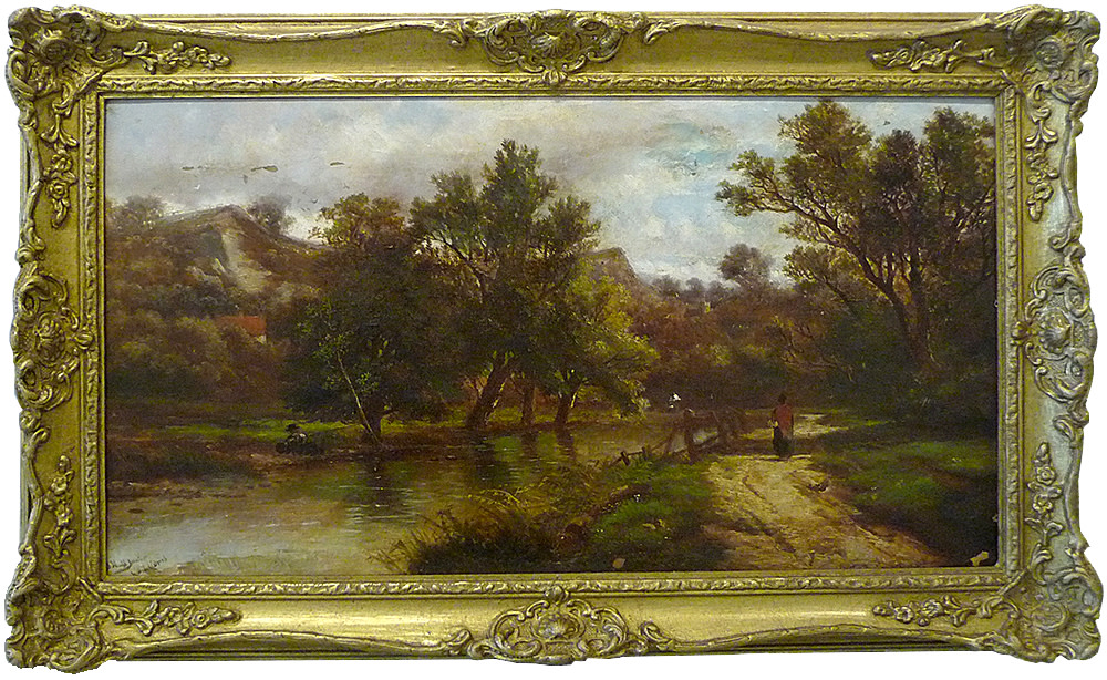 0055 - Rural Road and stream by Abraham Hulk Junior (1851-1922) 