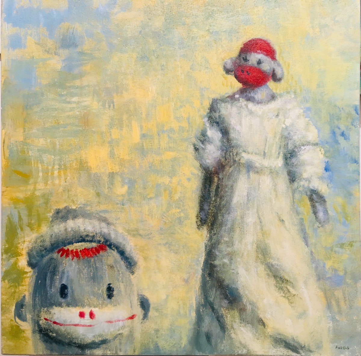 0444 - Monkey with Monkey in a White Dress by Thomas Anfield 