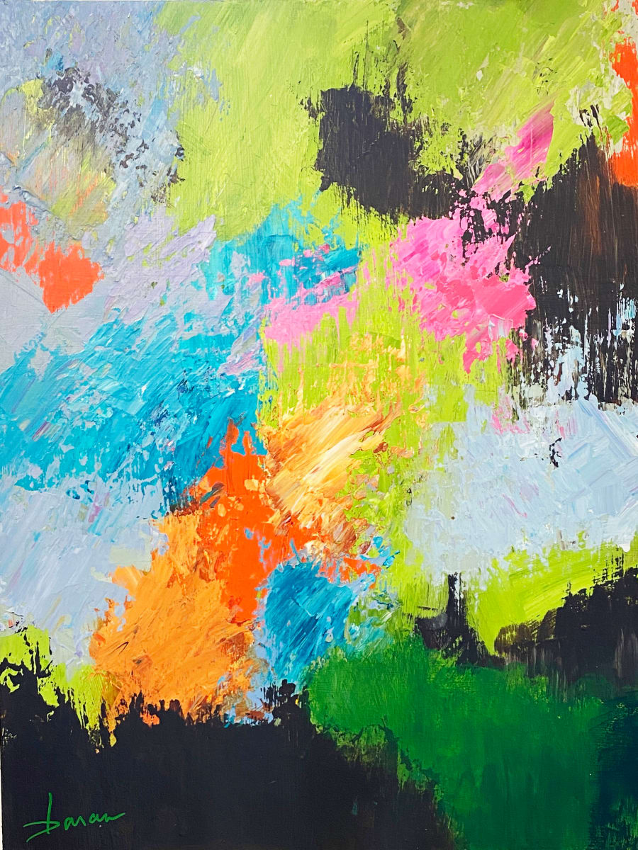 A Spring Rain #1 by Cyndy Baran  Image: Bright colors and lots of movement!