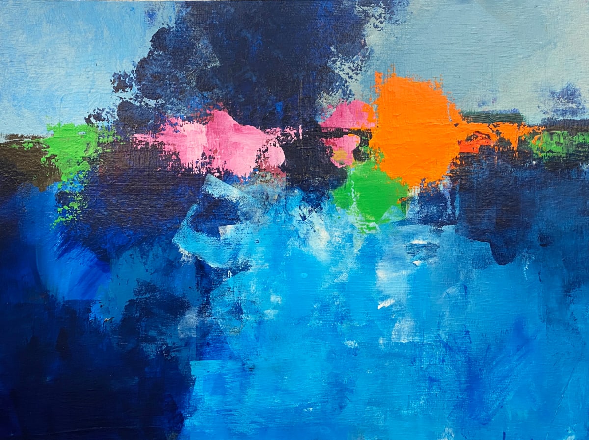 Colors on the Horizon Line by Cyndy Baran  Image: Bursting with color!  this large abstract will grace anyone's wal.