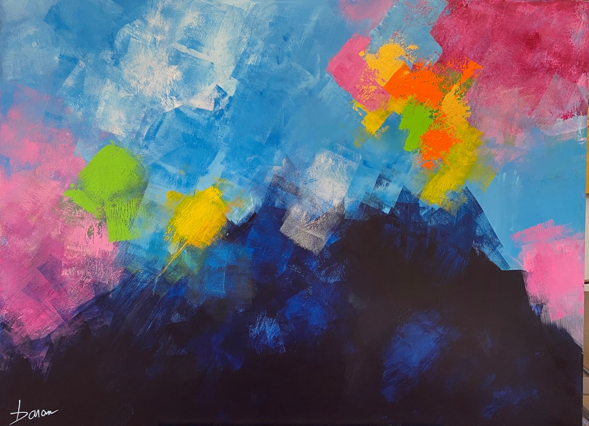 Vibrant Blues by Cyndy Baran  Image: "Vibrant Blues " is a large abstract painting with saturated blues!