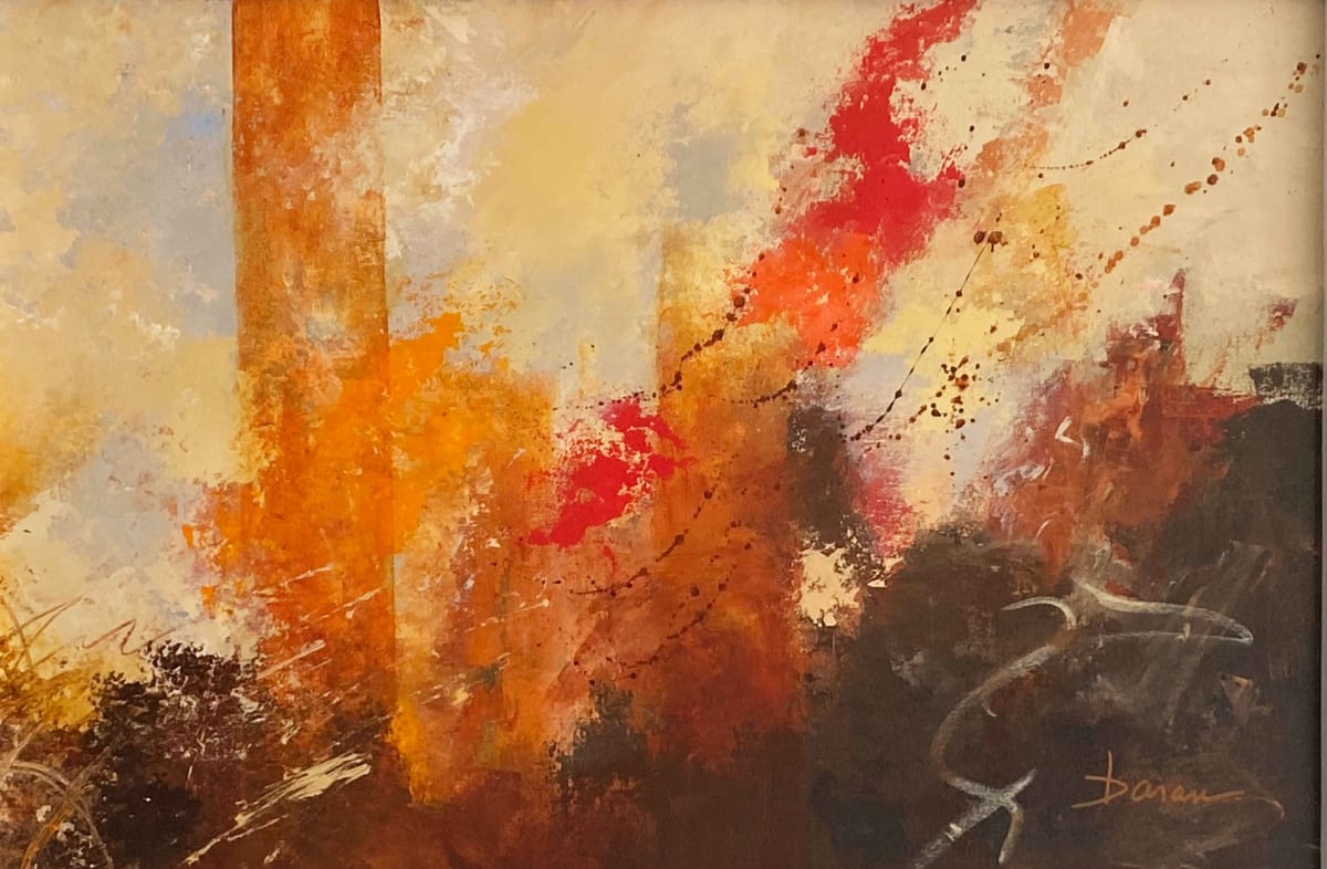 Towers of Fire by Cyndy Baran  Image: Strong movement with warm colors 