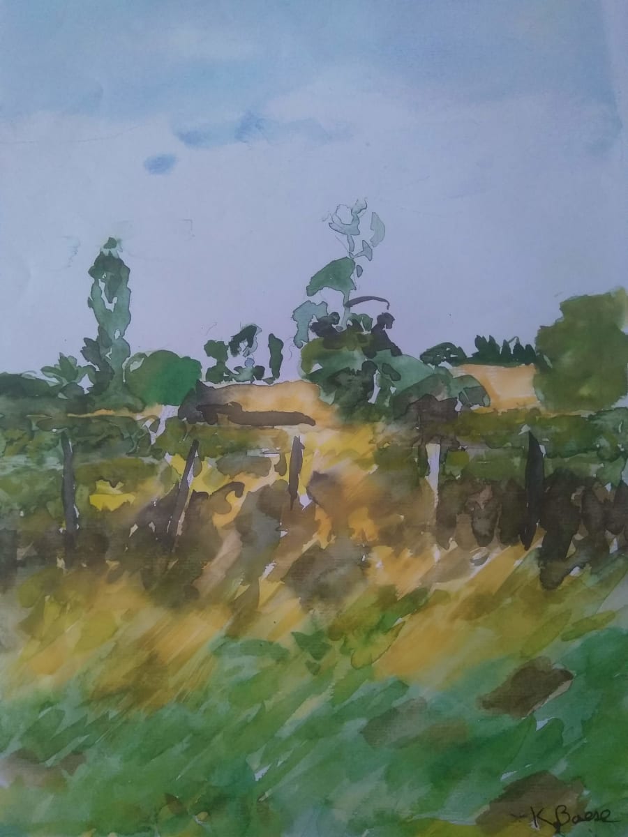 Pakowhai No.5 by Kristina Boese  Image: Farmland from the road, paddock ready for harvest.