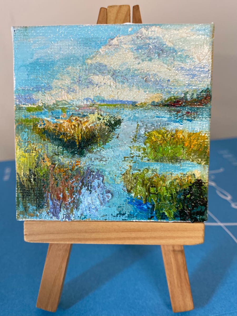 Golden Grasses  Image: Mini marshscape on small wooden easel