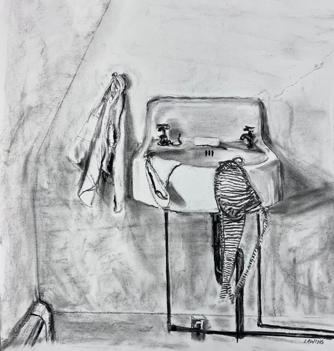 American Girl #5 by Julia Chandler Lawing  Image: Vintage wall sink with bikini draped over the side. 