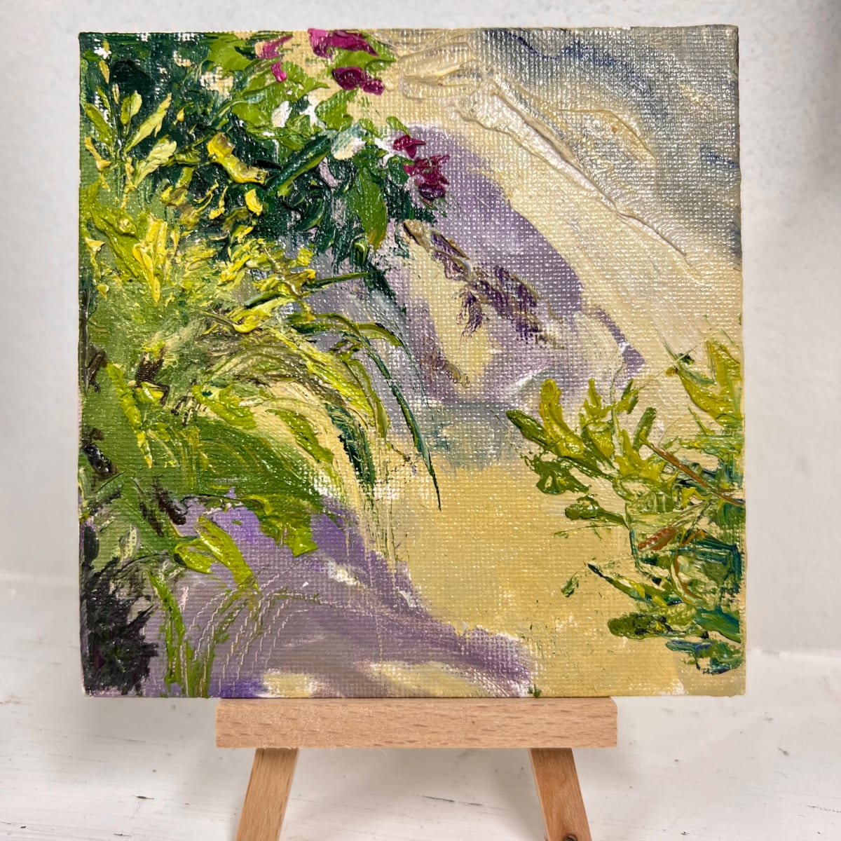 Dune Flora by Julia Chandler Lawing  Image: Block Island's sand dunes are a host to beach flora such as salt spray roses. Painted en plein air, oil on canvas board.