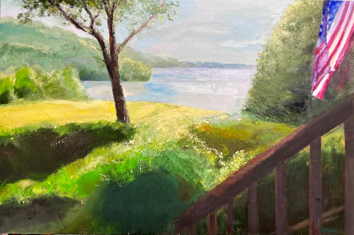 Sequoyah Lake View by Julia Chandler Lawing  Image: Commissioned painting, view of Sequoyah Lake, in Tate, GA, from owner's cottage