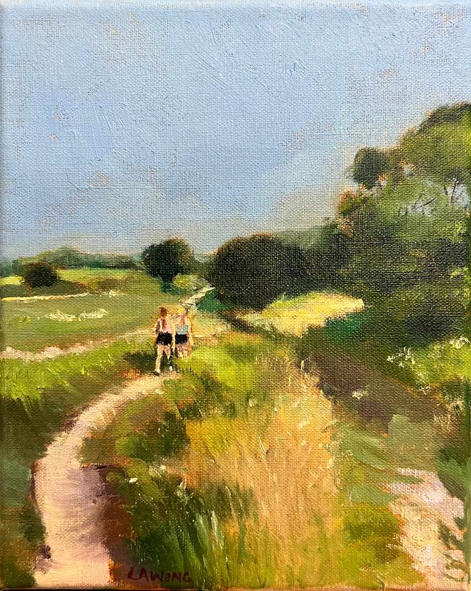 Good Day For A Hike by Julia Chandler Lawing  Image: Two hikers at Rodman's Hollow, Block Island, Rhode Island