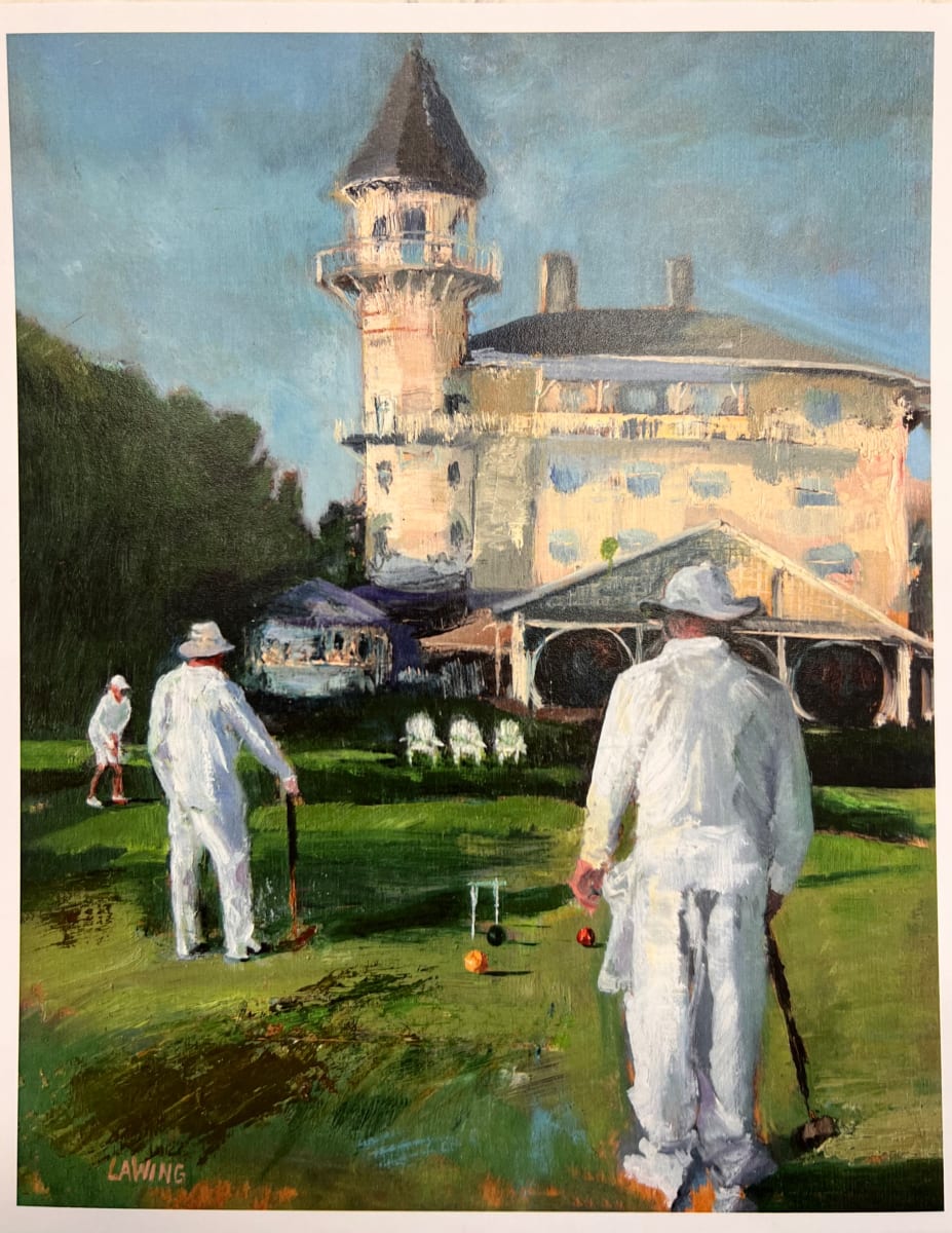 print of Croquet Players, Jekyll Island Club by Julia Chandler Lawing  Image: print of Julia's painting Croquet Players, Jekyll Island Club on premium matte paper with white border for matting