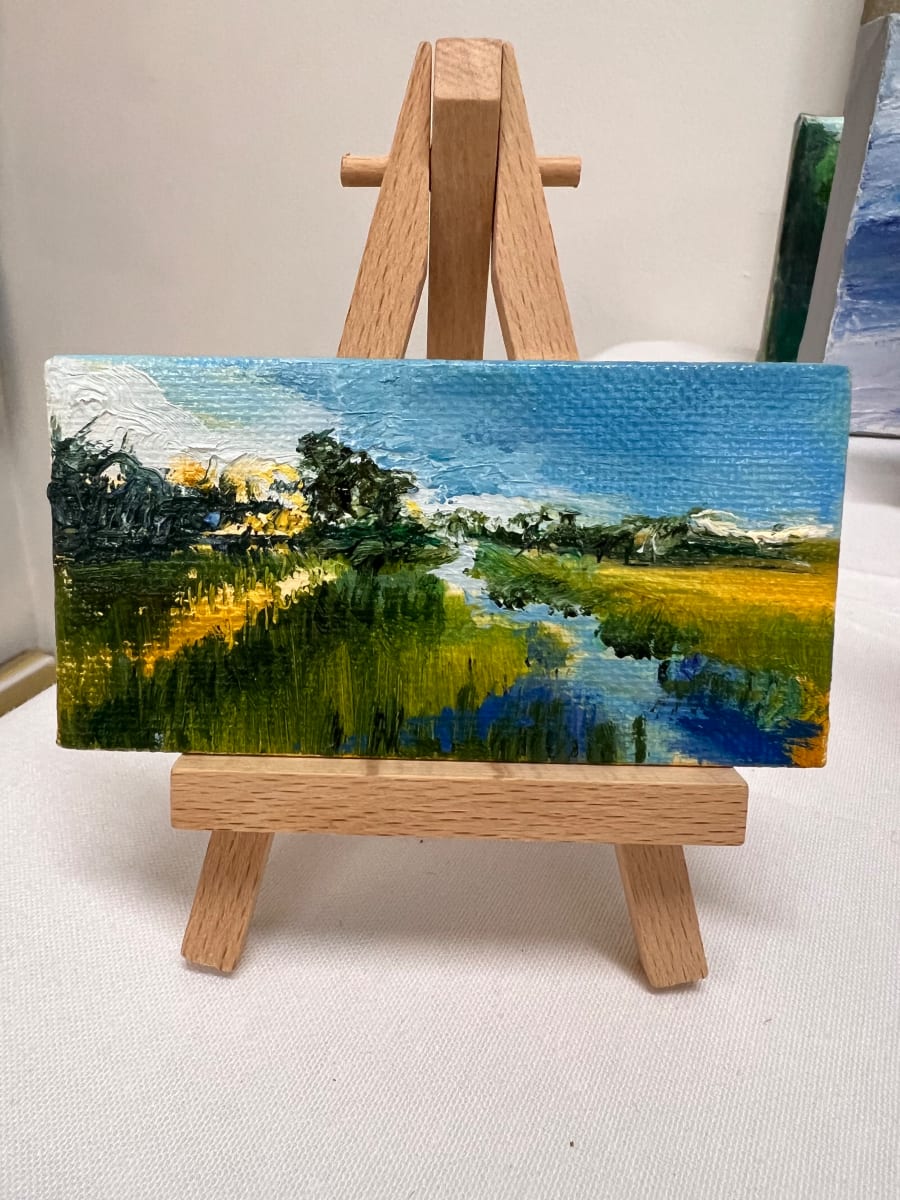 Perfect Day by Julia Chandler Lawing  Image: Miniature marsh oil painting on mini wooden easel