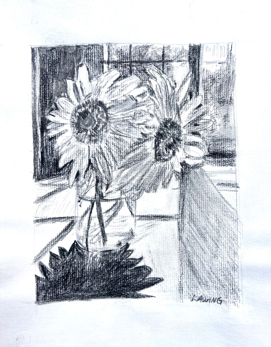 Sunflowers by Julia Chandler Lawing  Image: Charcoal on paper