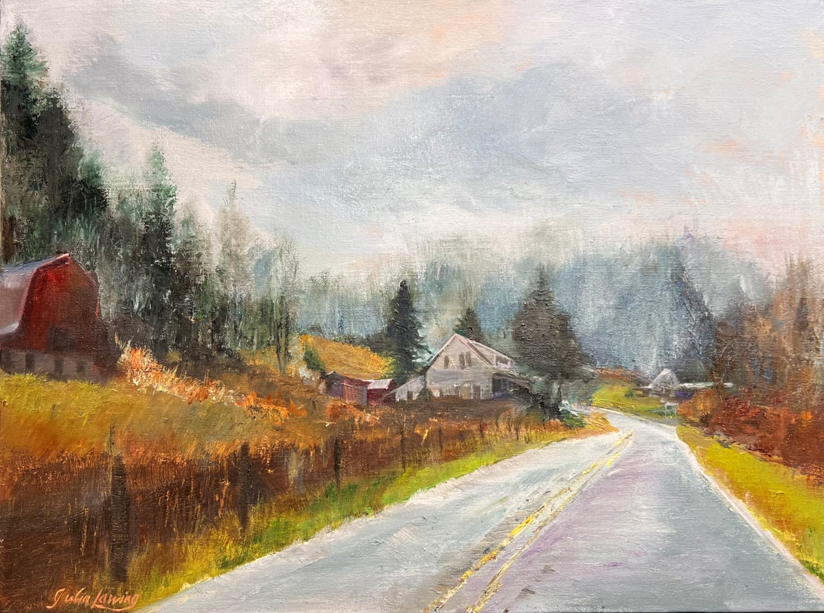Misty Mountain Morning by Julia Chandler Lawing  Image: The mist hung heavy over the backroads in this little North Carolina town in the Blue Ridge Mountains.
