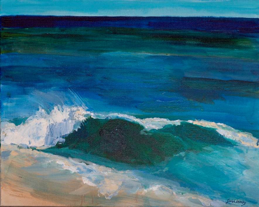 Your Love Crashes Over Me II by Julia Chandler Lawing  Image: Blues and greens of a wave crashing on the shore