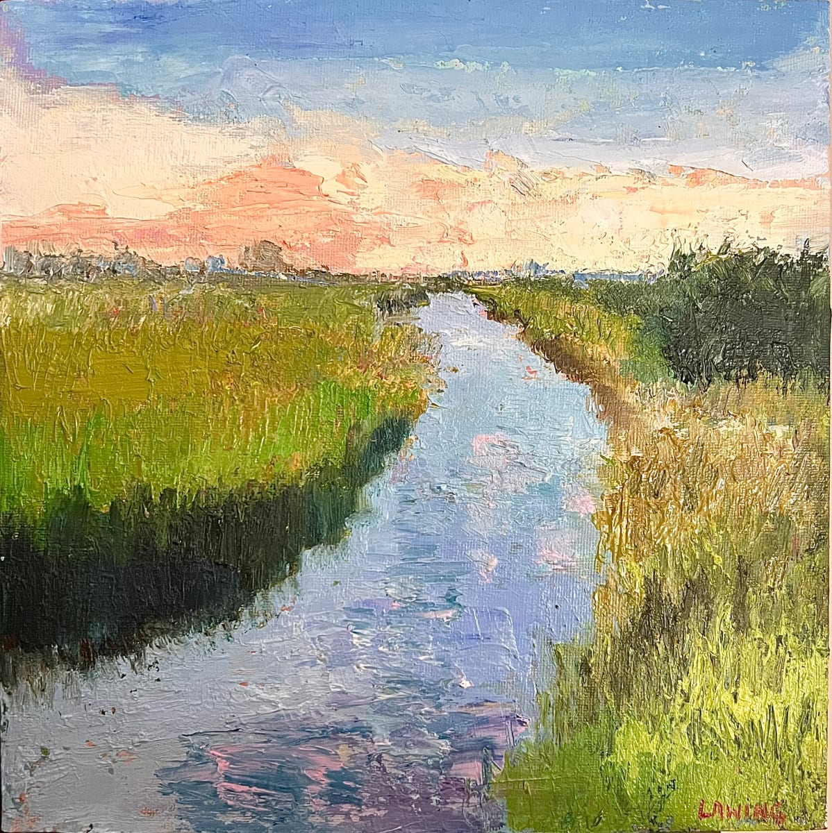 Redemption’s Kiss by Julia Chandler Lawing  Image: Marsh sunset, oil on canvas panel. 
Psalm 78:42–“They forgot His great love, how He took them by His hand, and with redemption’s kiss He delivered them from their enemies.”
‭‭Psalms‬ ‭78‬:‭42‬ ‭TPT ‬‬