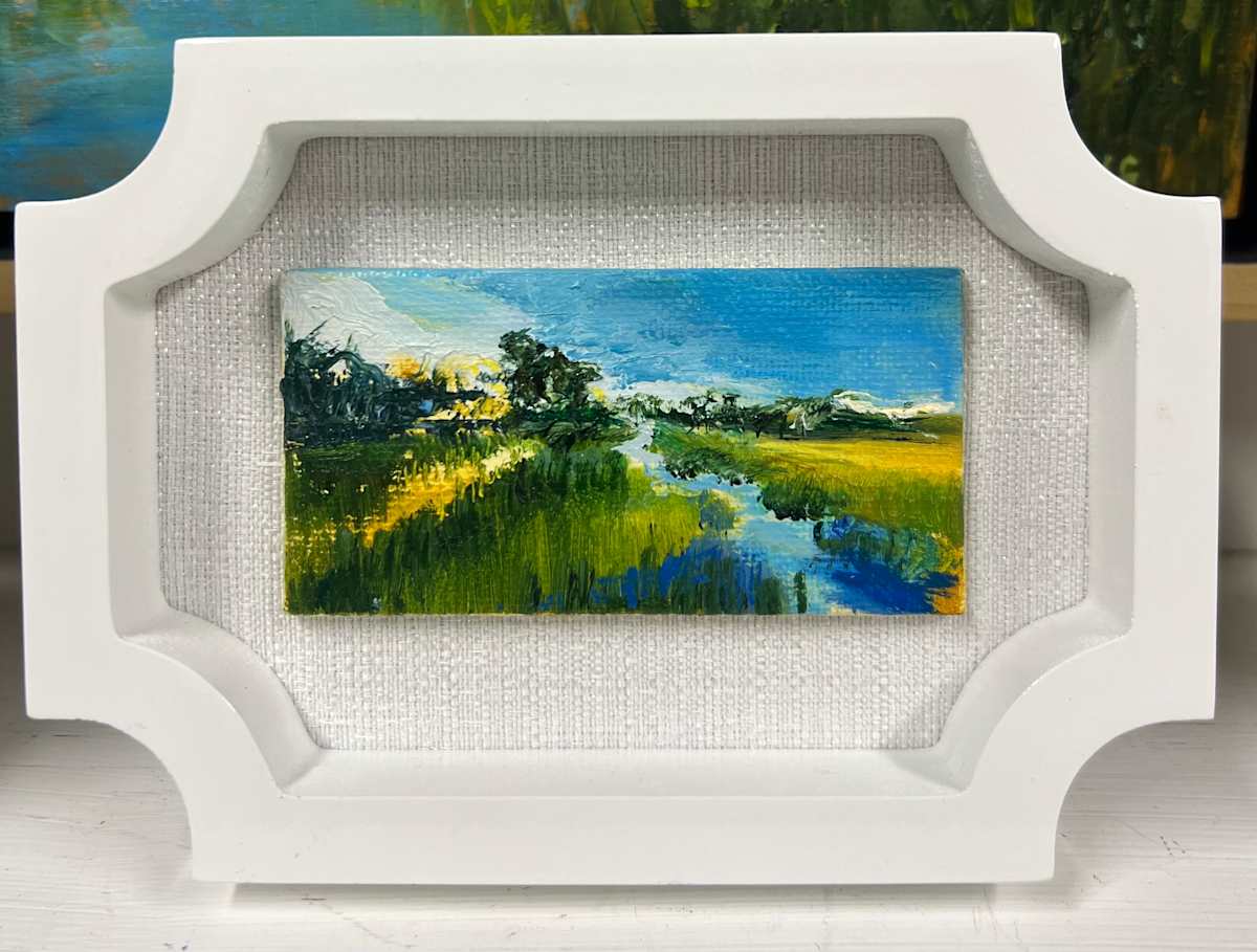 Perfect Day by Julia Chandler Lawing  Image: Miniature marsh oil painting in elegant white frame 