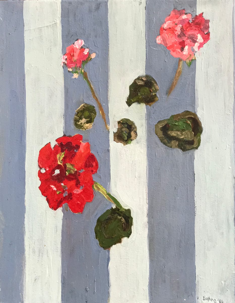 Geraniums and Stripes by Daphne Cote 