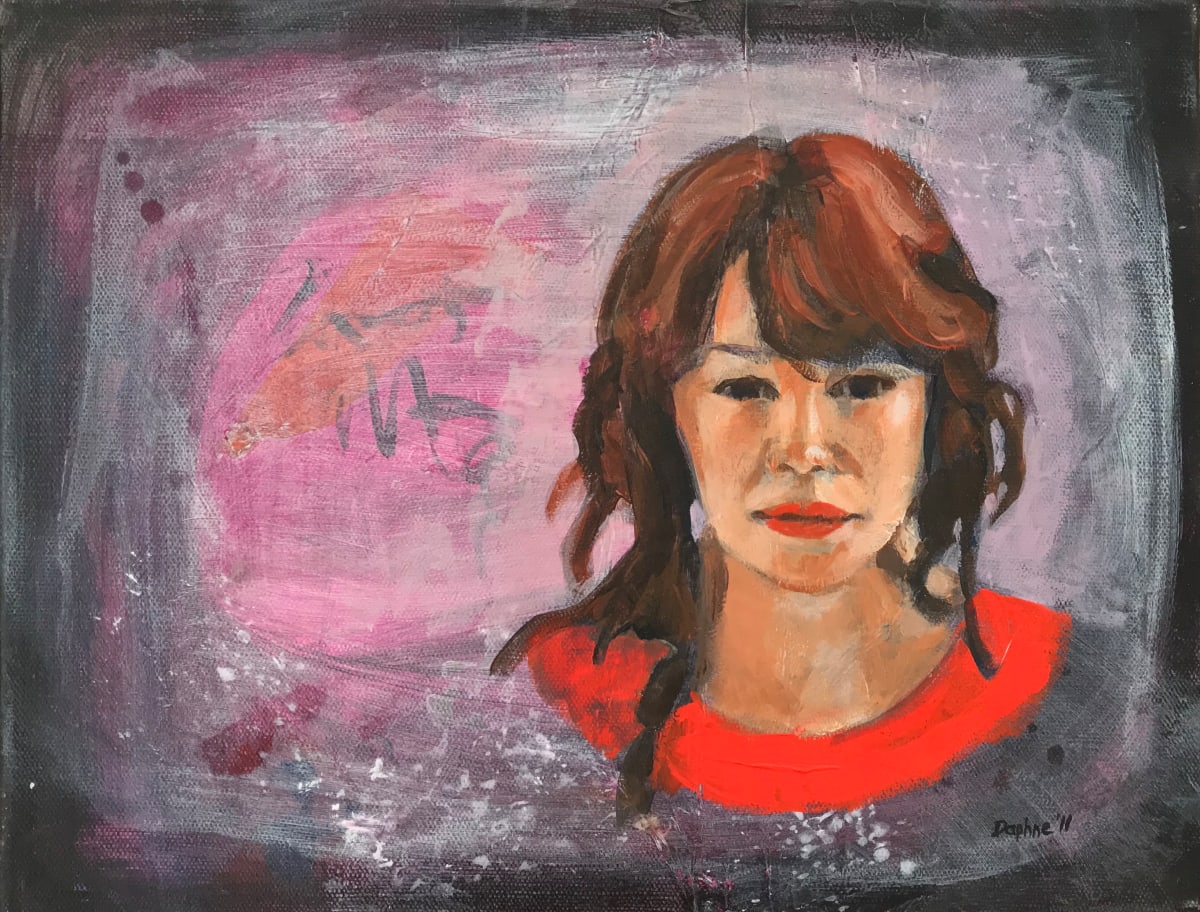 Girl with Orange Collar -demo painting by Daphne Cote 