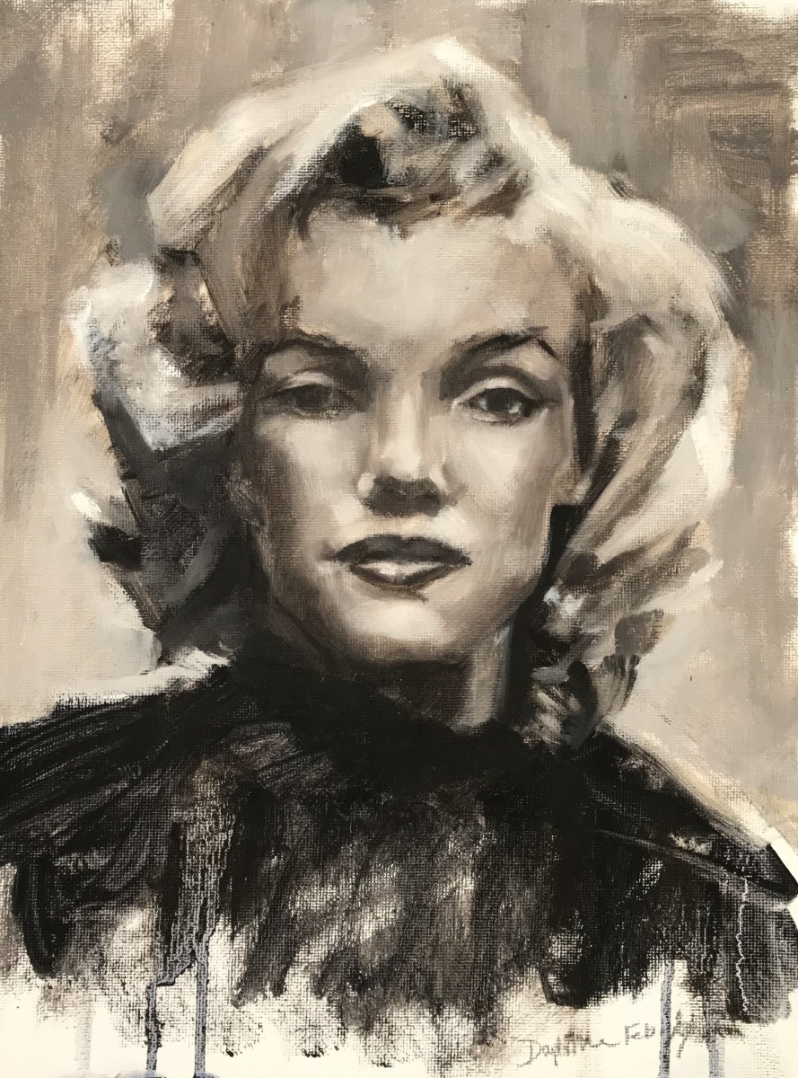 Untitled -Demo Painting of Marilyn Monroe Grey Scale February 8, 2019 by Daphne Cote 