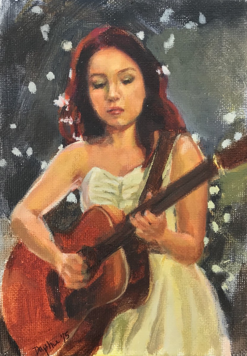 Sarah Playing Guitar by Daphne Cote 