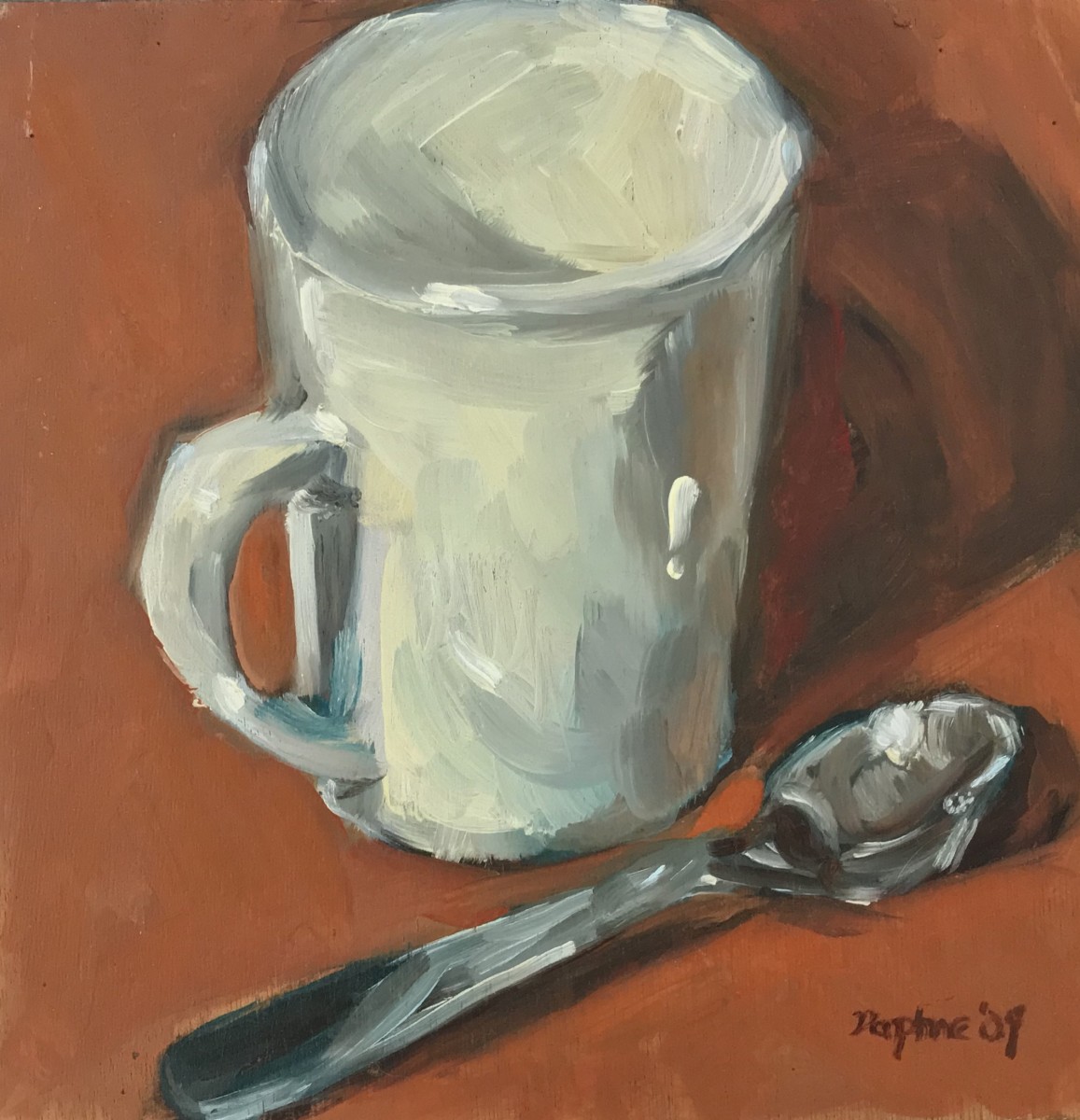 White Mug and Spoon by Daphne Cote 