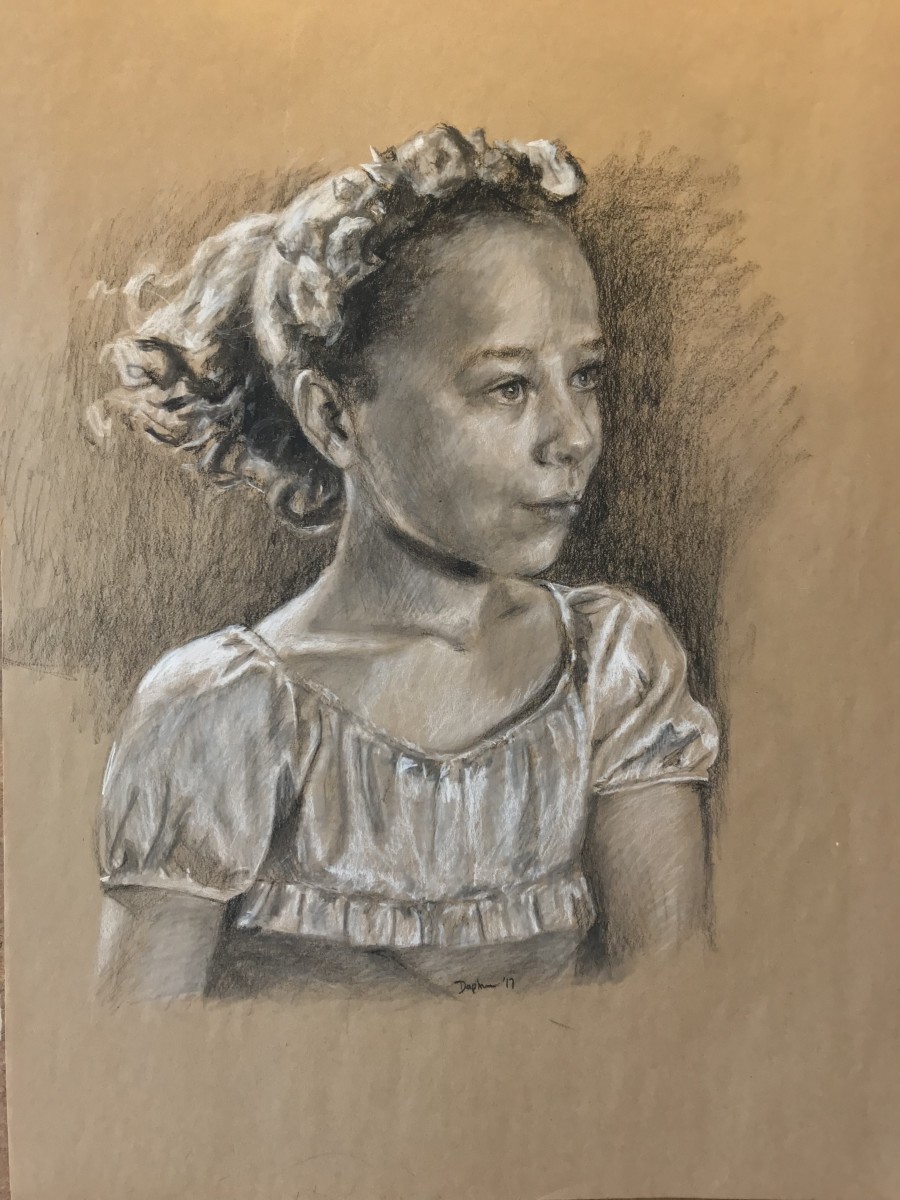 Charcoal Portrait Olina by Daphne Cote 