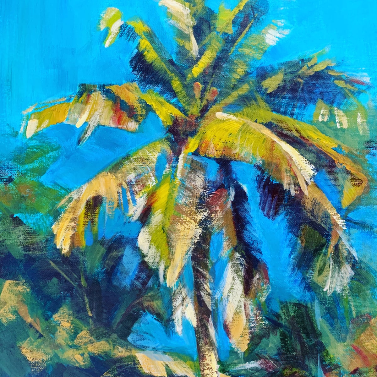 Sunlit Palm by Susan Clare  Image: This square version of the image is available in print and gift items here: http://www.susanclarefineart.com
