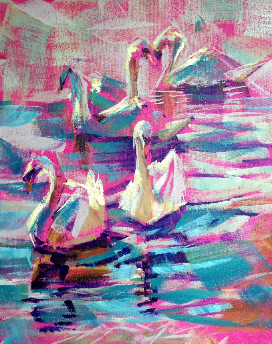 Swans in the Pink by Susan Clare, Image 1.