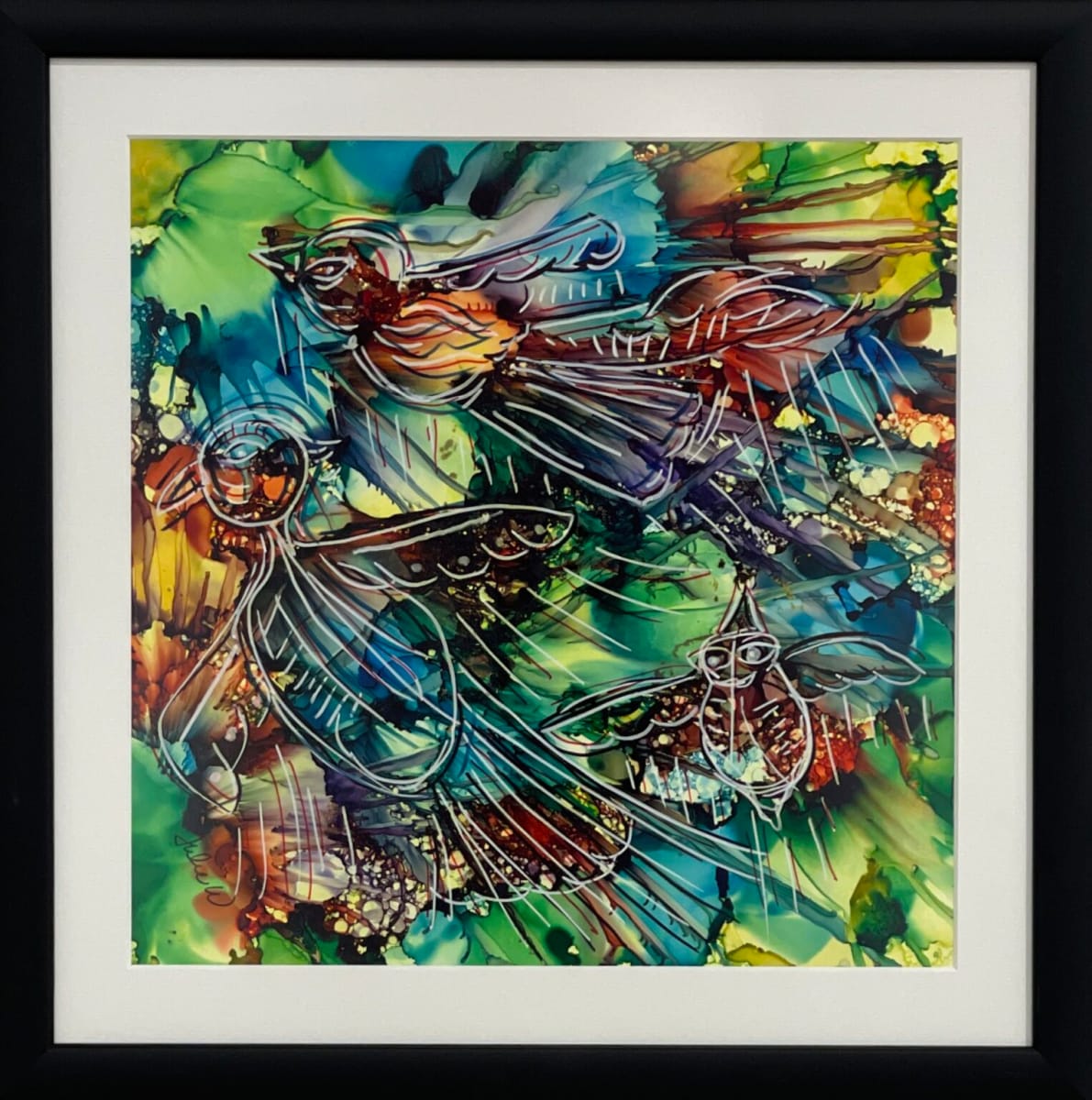 “Flying Towards Peace” - Framed by Jon Osborne  Image: This work of art is a collaboration of Julie Wilmot and Jon Osborne.