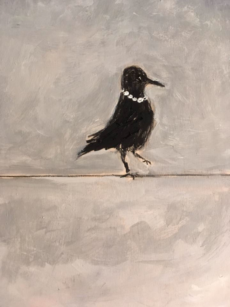 Crow with Pearls  by Renée  Ortiz 