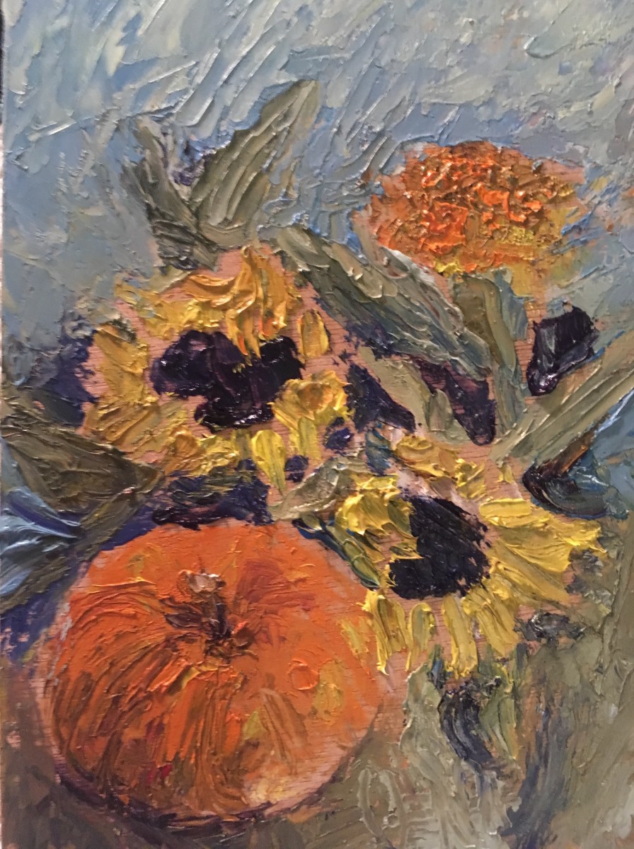 Pumpkin and Sunflower by Renée  Ortiz 