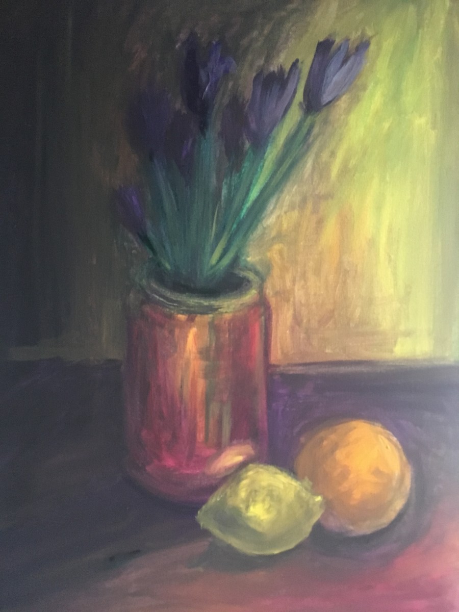 Still life with Tulips by Renée  Ortiz 