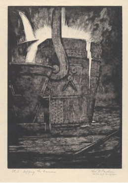 Steel, Tapping the furnace by Charles Reed Gardner, Image 1.
