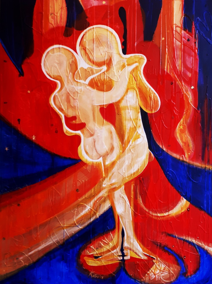 A1) Two Souls on a Moonbeam by Kathleen Tonnesen  Image: "Two Souls on a Moonbeam" Painting © Kathleen Tonnesen, 2018.
