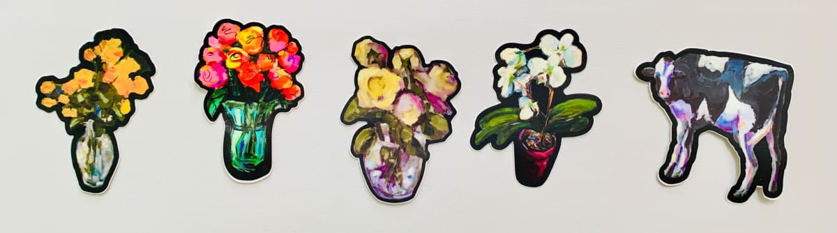 Fine Art Stickers  Image: 3 inch high vinyl die cast stickers- cut from digital images of some of my paintings