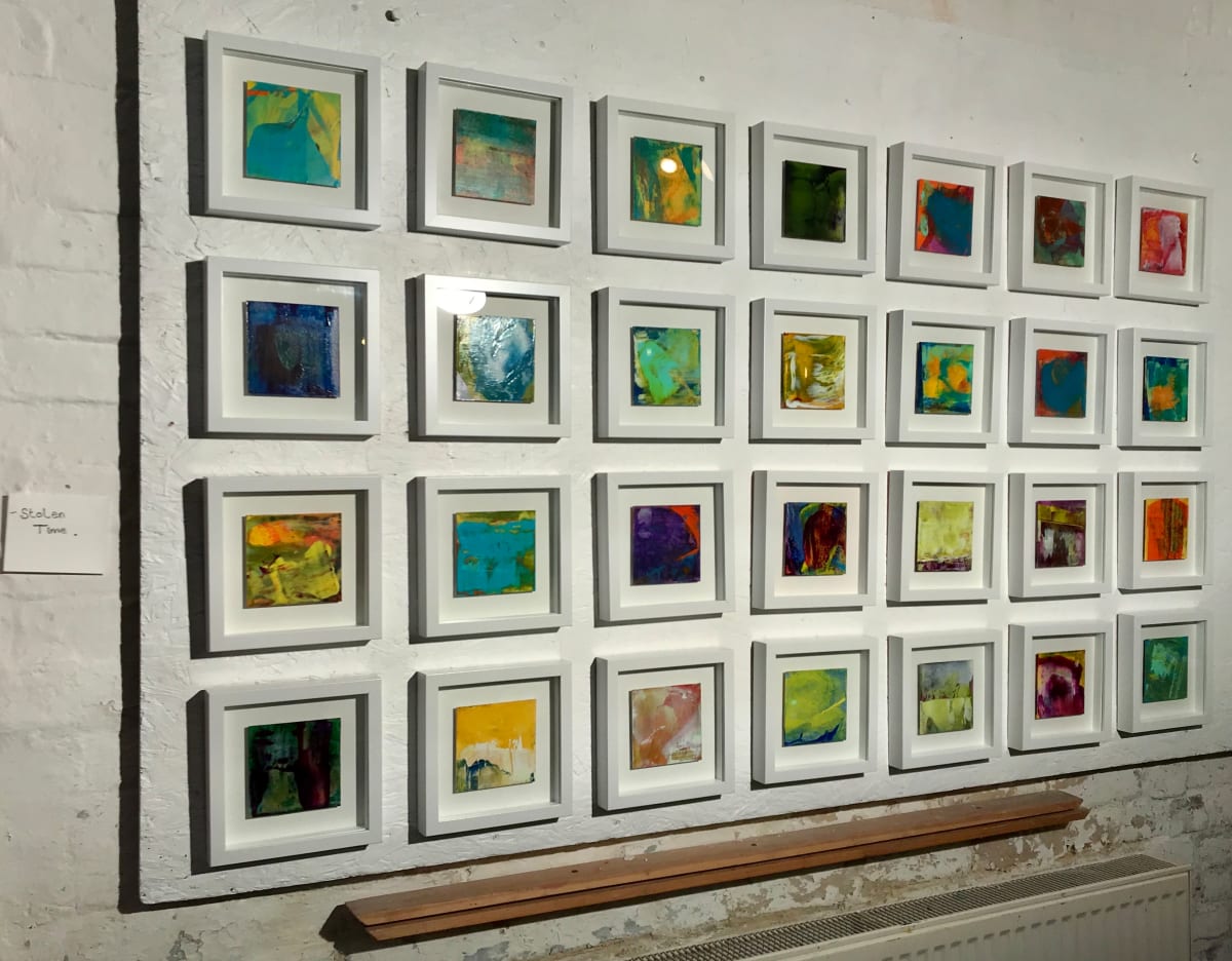 An array of small Stolen Time paintings by Richard Heys 