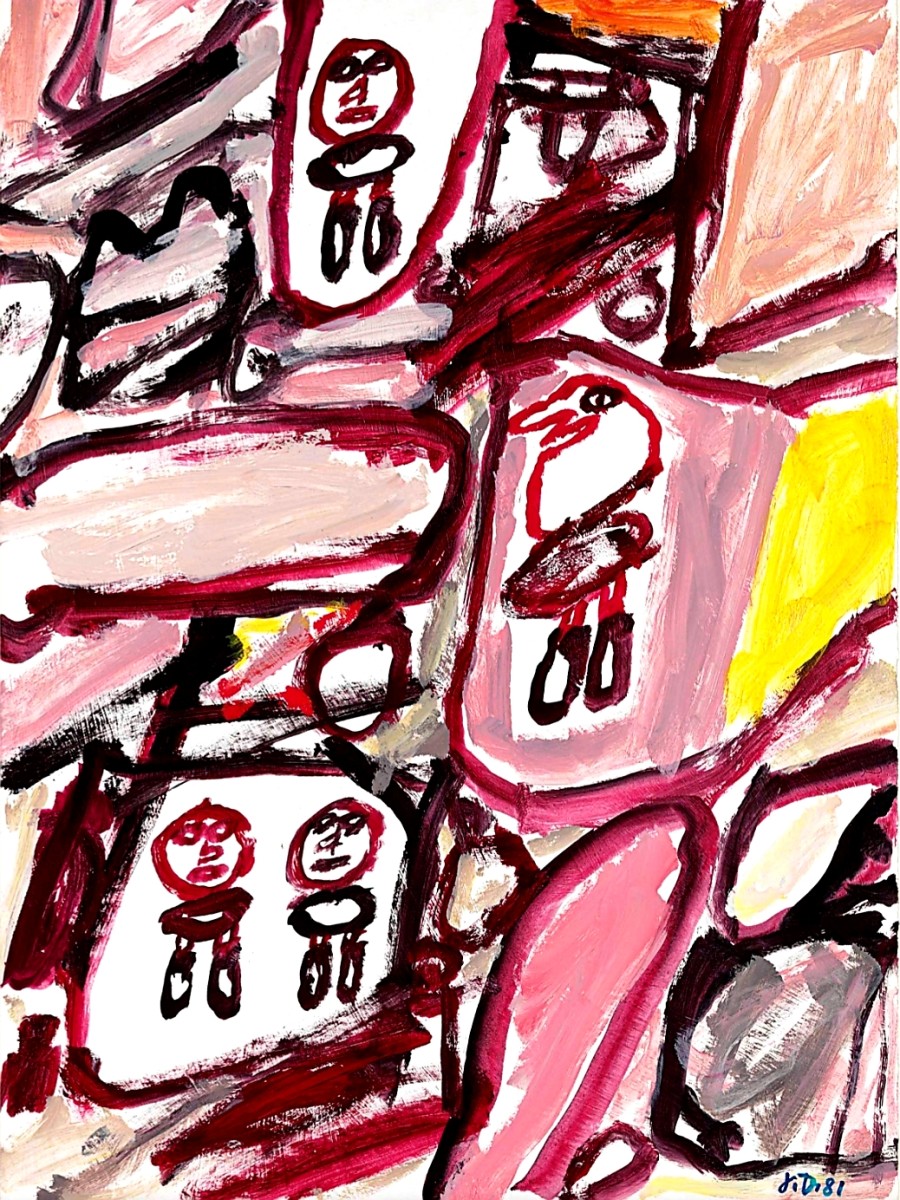 Site Avec 4 Personnages by Jean Dubuffet 