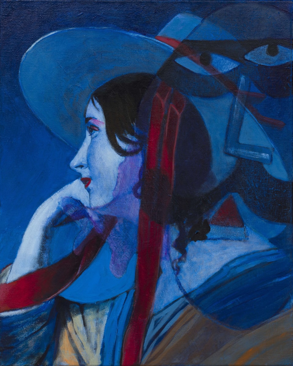 Blue Hat with Red Ribbon by Joshua Pekter 