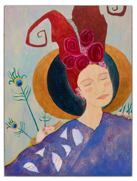 Cyclical by Lea K. Tawd  Image: © Lea K. Tawd, Cyclical. Acrylic, colored pencil, graphite, ink, paper on wood panel, 24 x 18."