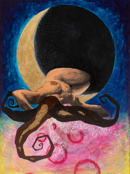 Dreaming by Lea K. Tawd  Image: © Lea K. Tawd, Dreaming. Acrylic and ink on canvas, 40 x 30"