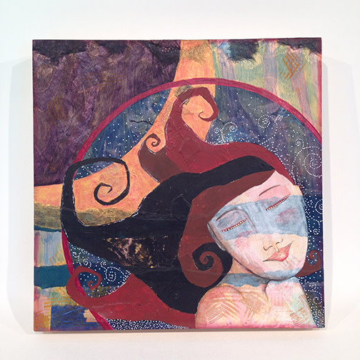 Exquisite Moon by Lea K. Tawd  Image: © Lea K. Tawd, Exquisite Moon. Mixed media on wood panel, 10 x 10."