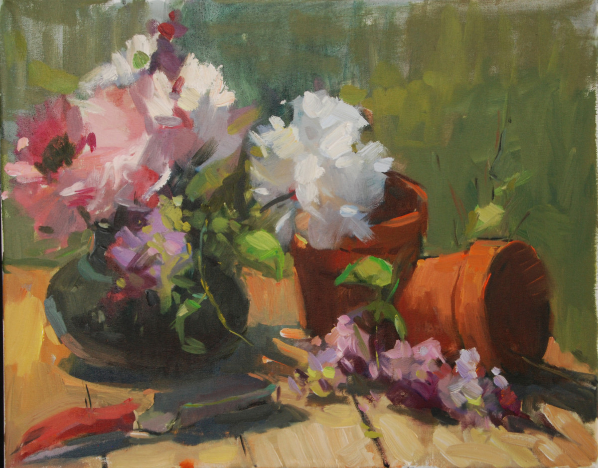 Still Life with Flower Pots by Katie Dobson Cundiff 