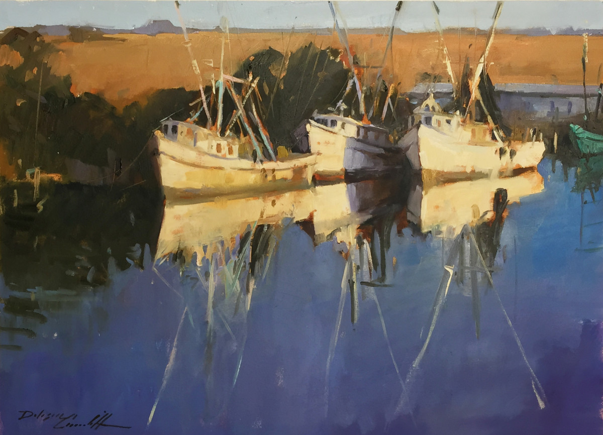 Shrimp Boat Reflections by Katie Dobson Cundiff 