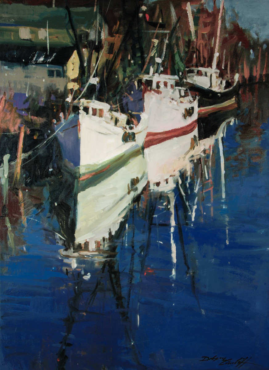 Darien Shrimp Docks by Katie Dobson Cundiff 