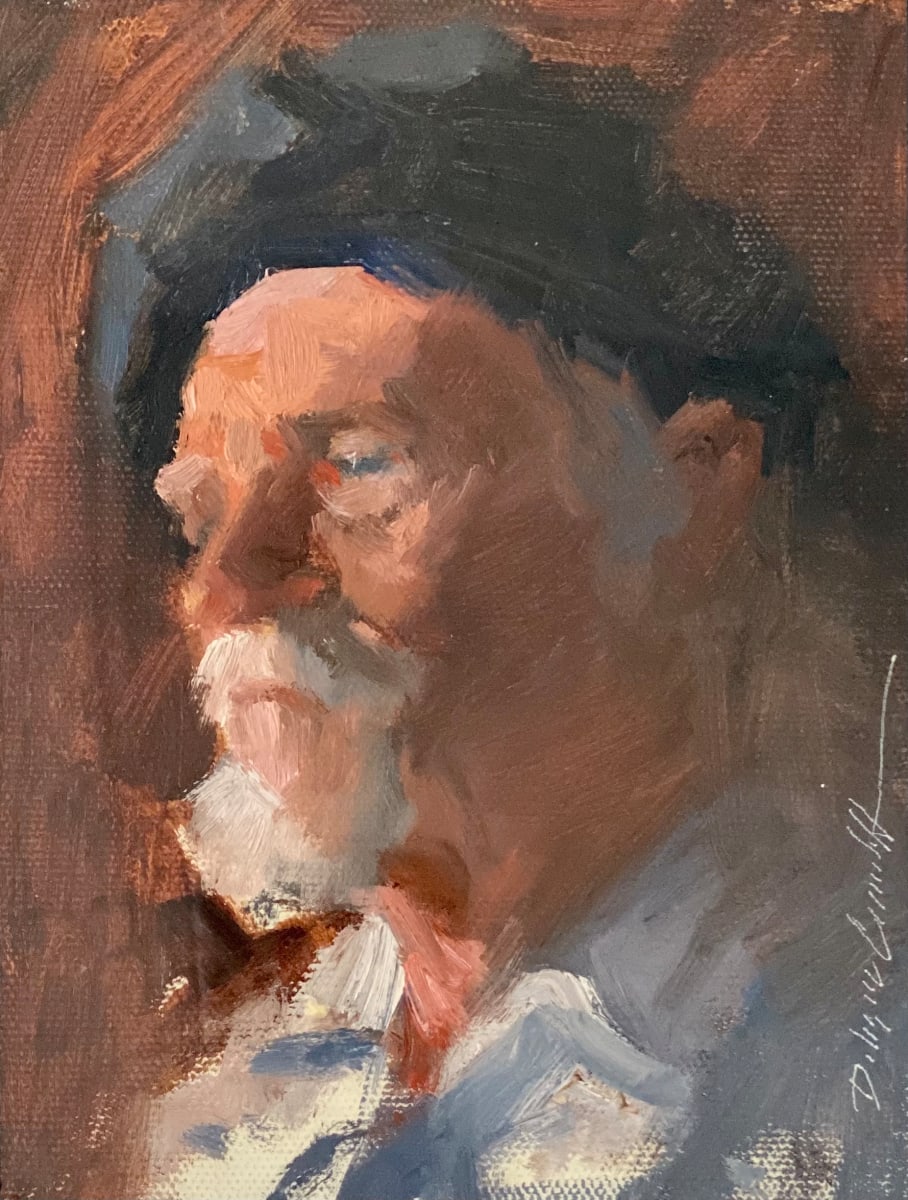 Bearded Man With Beret by Katie Dobson Cundiff 