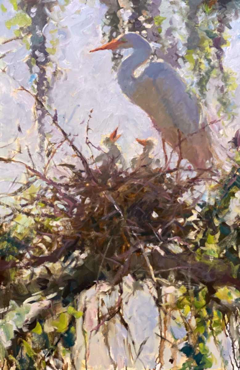 Great White & Nestlings by Katie Dobson Cundiff 