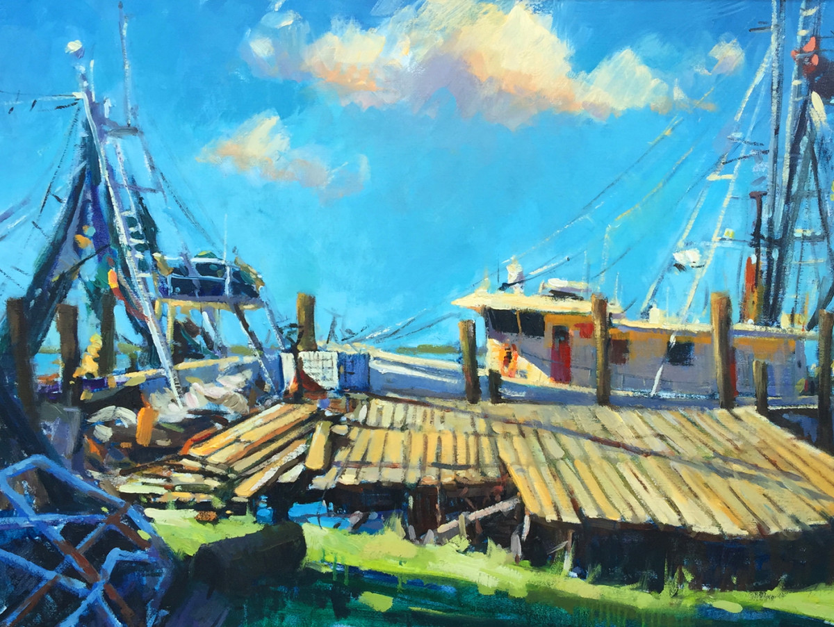 Fernandina Shrimp Docks by Katie Dobson Cundiff 